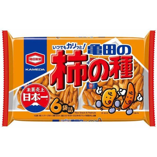 Kameda Kaki no Tane 6 sachets 180g Crackers de riz japonais cacahuètes