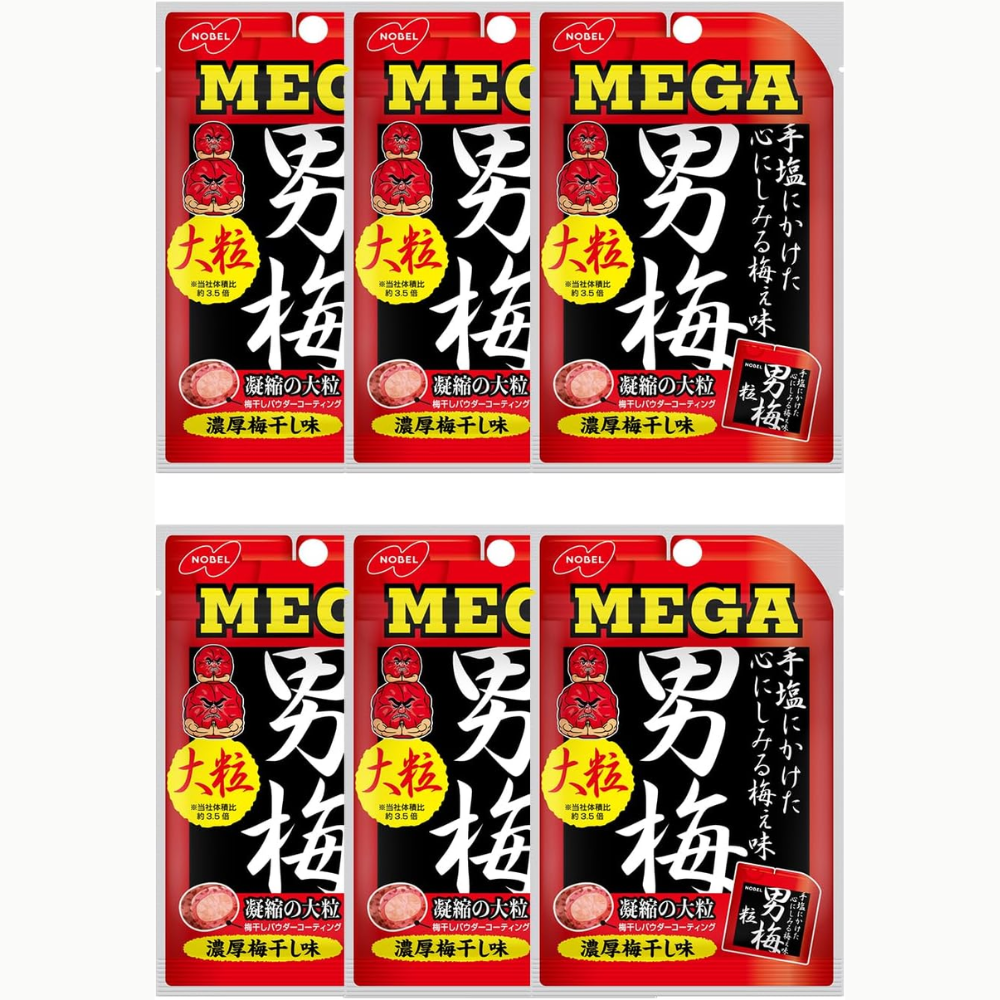 Nobel Seika Mega Otoko Ume Candy 30g x 6 Packs – Intense Japanese Pick