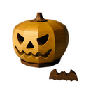 Hinoki Wood Jack-o’-Lantern with LED Light By Ricod - Shizuoka City