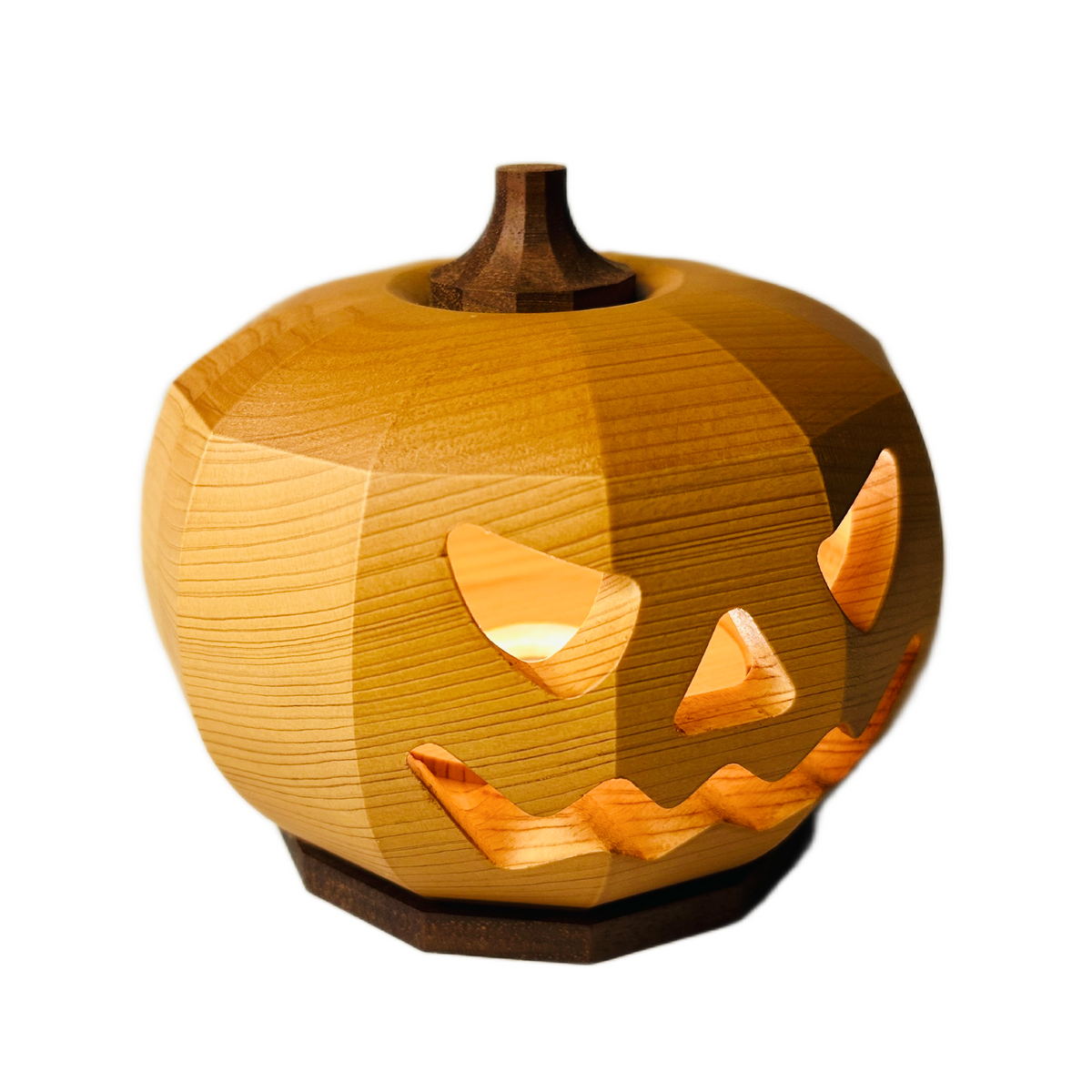 Hinoki Wood Jack-o'-Lantern with LED Light By Ricod - Shizuoka City