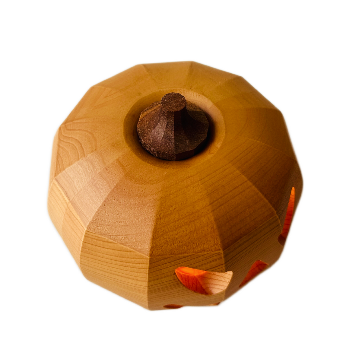 Hinoki Wood Jack-o'-Lantern with LED Light By Ricod - Shizuoka City