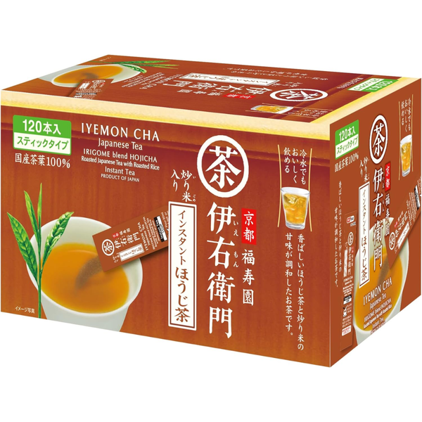 Iyemon Instant Hojicha Tea Sticks 120 Servings – Authentic Roasted Green Tea Powder – Made in JAPAN - Tokyo Sakura Mall