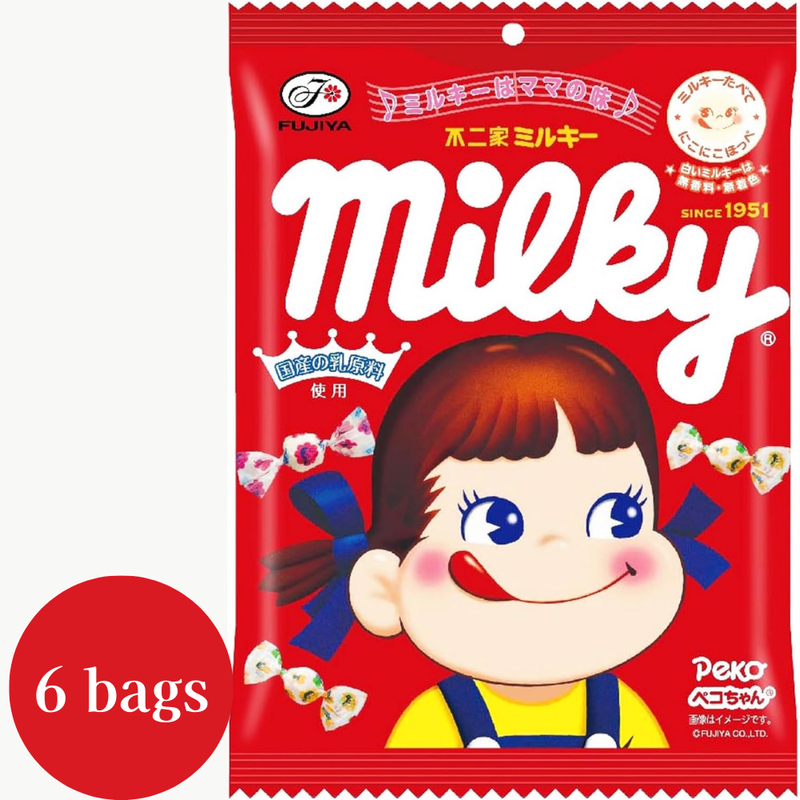 Fujiya Milky Creamy Milk Candy 100g × 6 Bags – No Artificial Colors or Flavors – Made in JAPAN - Tokyo Sakura Mall