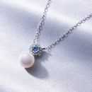 PT950 Akoya Pearl 6.5mm Natural Diamond 0.05ct Aquamarine Pendant Made in JAPAN - YUUKI JEWELLERY JAPAN