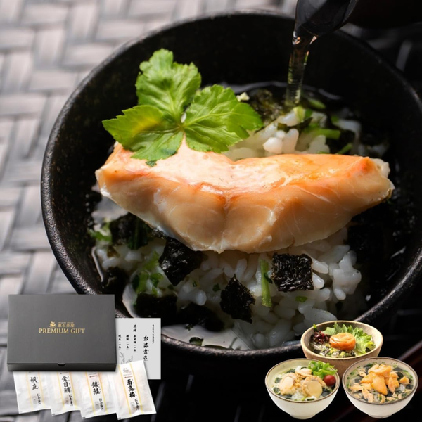 Megumi Chaya Ochazuke Set of 4 Flavors – Red Snapper, Salmon, Scallop & Plum – Made in JAPAN - Tokyo Sakura Mall