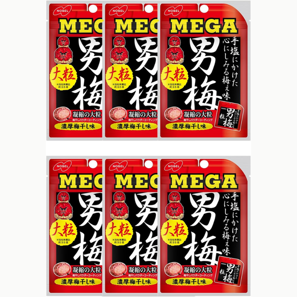 Nobel Seika Mega Otoko Ume Candy 30g x 6 Packs – Intense Japanese Pickled Plum Flavor – Made in JAPAN - Tokyo Sakura Mall