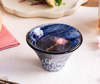 Toyo-Sasaki Glass Japanese Sake Small Glass Sakura-Fuji Fujisan Handma