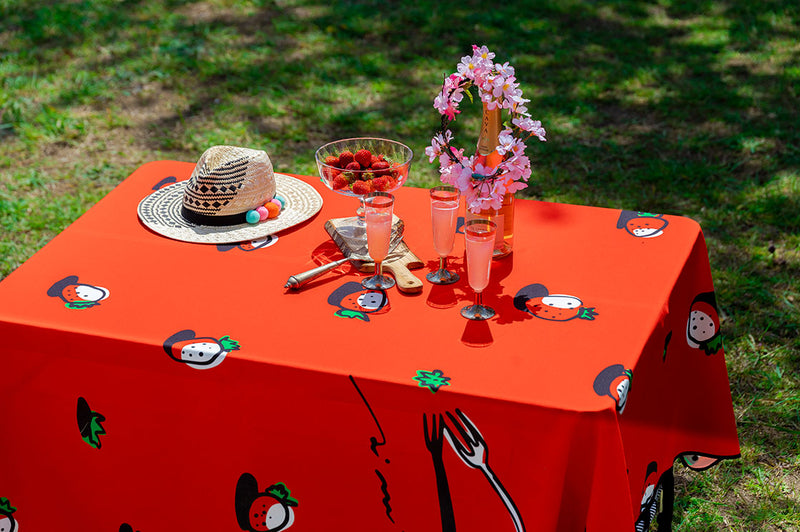 Mood Rug Strawberries “Fork and Strawberry” Sweet Picnic Mat - Spoon&Sugar