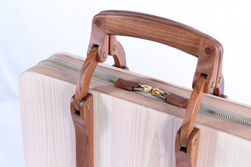 Hinoki Attaché Élan - Wood & Leather Handcrafted Bag - Shizuoka City