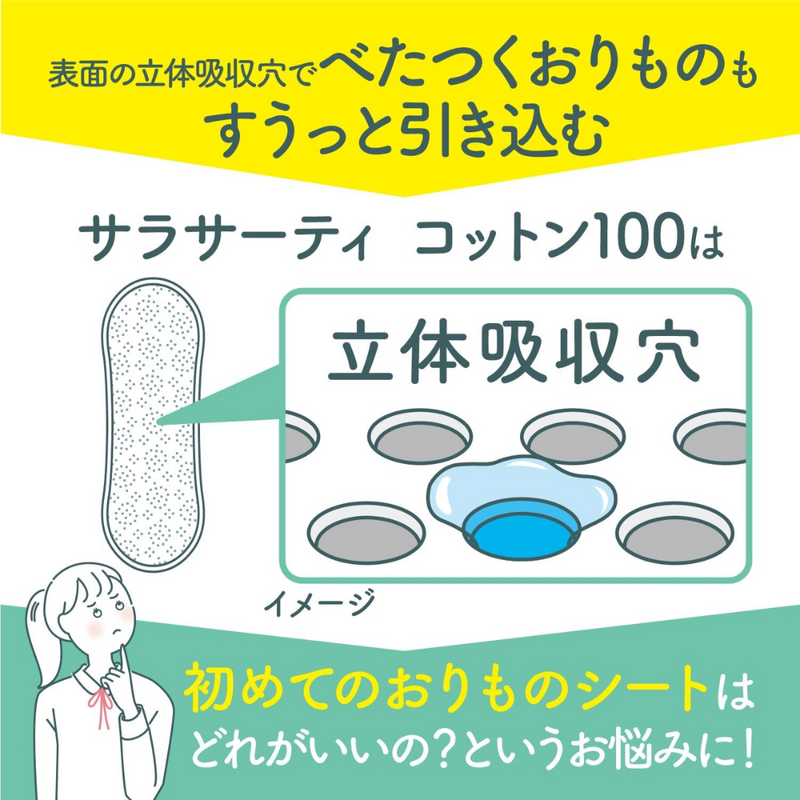 Sarasa-Terry Cotton 100 Panty Liners – Natural Rose Scent – 112 Sheets – Made in JAPAN - Tokyo Sakura Mall