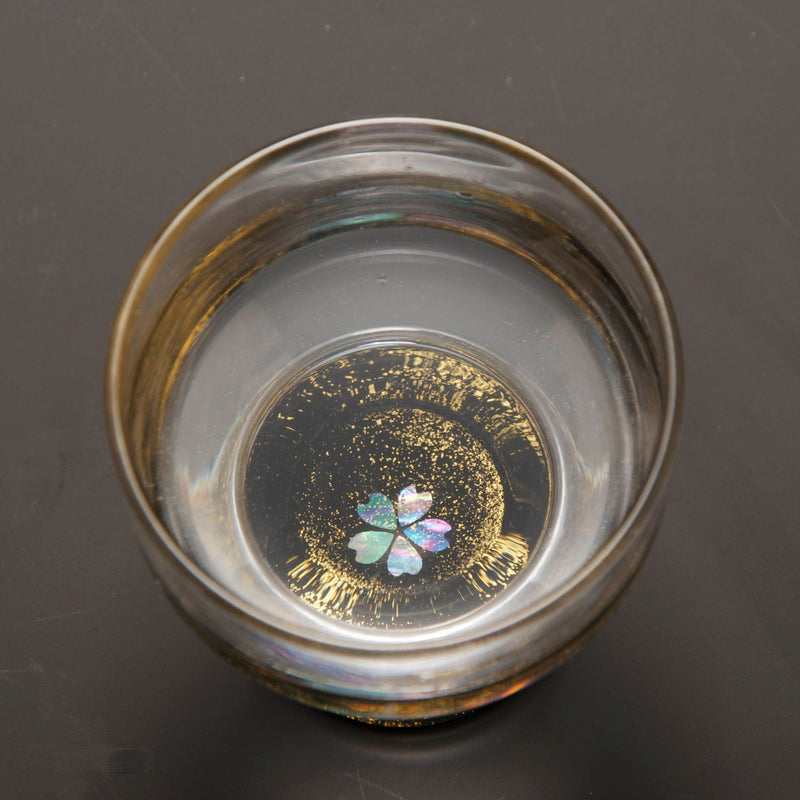Amano Shikki Gold cherry blossom cup with mother-of-pearl inlay Japan - Takaoka city
