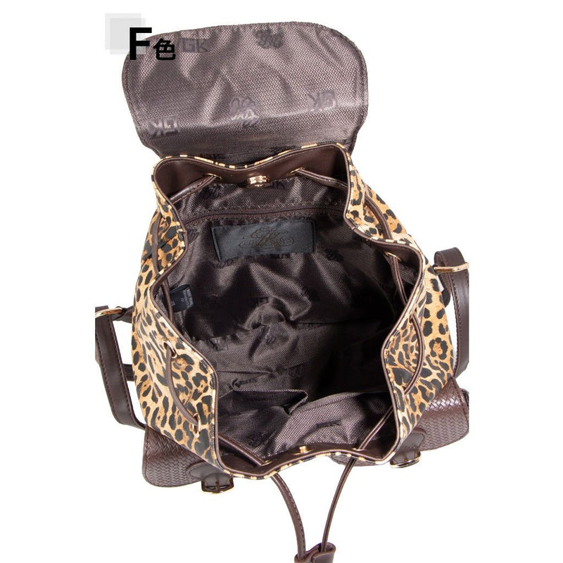 Italiya Leopard Print Mini Backpack Wor Women Leather 25.5cm x 25.5cm x 14.5cm