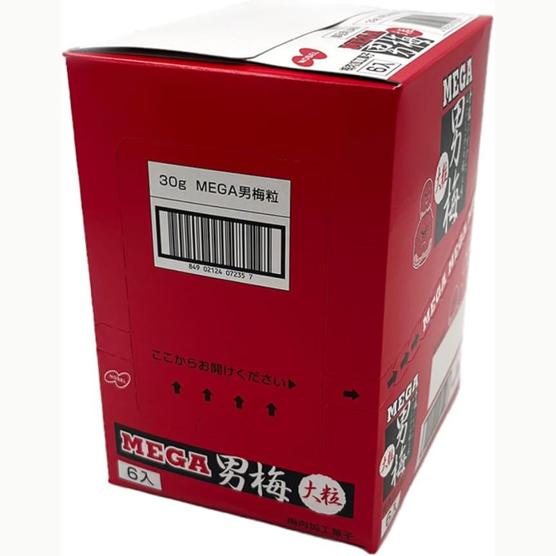 Nobel Seika Mega Otoko Ume Candy 30g x 6 Packs – Intense Japanese Pickled Plum Flavor – Made in JAPAN - Tokyo Sakura Mall