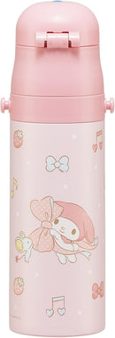 Skater SDC4-A Children's Stainless Steel Water Bottle, Direct Drinking, 16.5 fl oz (470 ml), Children's Friendly Lightweight Type, Sanrio My Melody, Big Ribbon, For Girls, Cold Insulation, Water