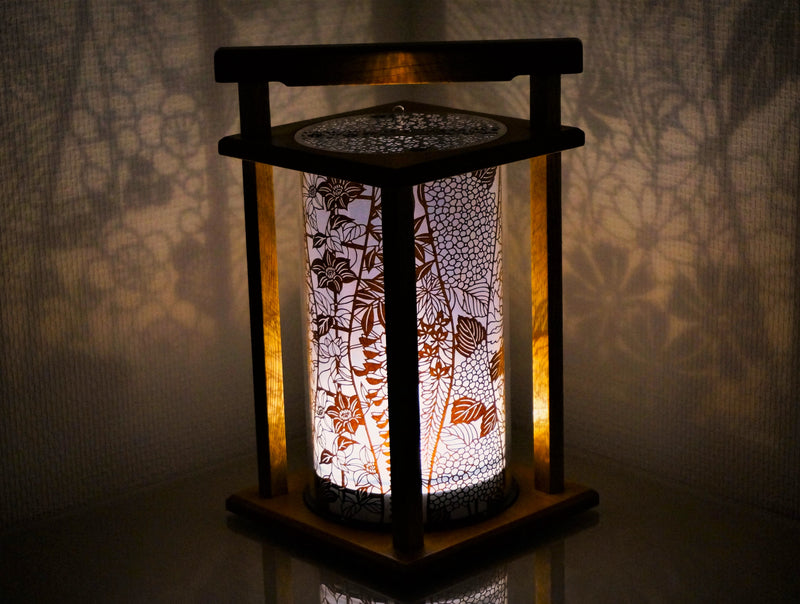 Japanese Traditional Pattern LED Lantern - Kaoru Andon - Kawasaki City Store