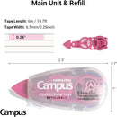 KOKUYO Refillable Correction Tape and Refill, 19.7 ft (6 m) Small White 6.5 mm Wide Easy To Use Applicator for Instant Corrections, Metal Tip with Clean Cut, Compact Size. (TW-MNT336)