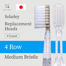 Soladey  Ionic Toothbrush Replacement Brush Heads Refill, 4 Count -4 Row Medium Bristle Made in JAPAN - Shiken