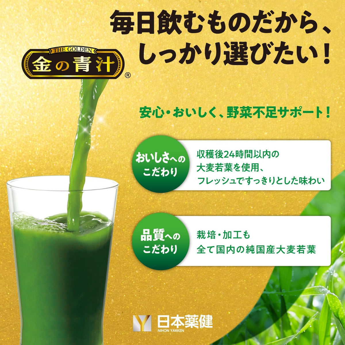 Kin no Aojiru NIHON YAKKEN Powder 25 Types Pure JAPAN Vegetables (65 P