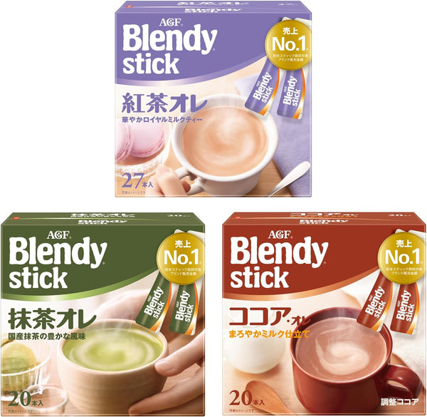 AGF Blendy Stick Tea, Cocoa, Matcha Drink Comparison Set | j-Grab Mall Sakura Japan