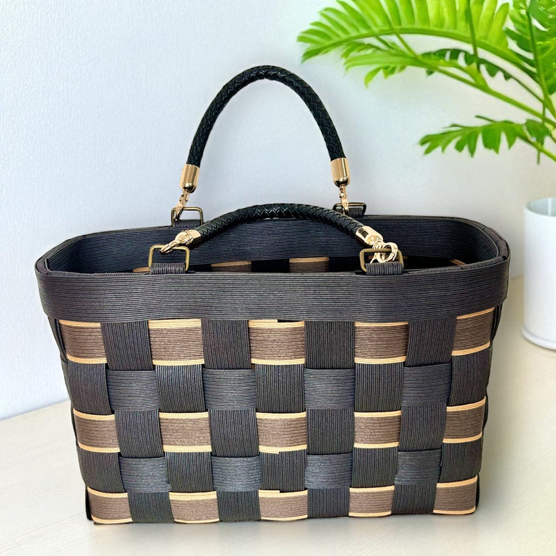 Handmade Hanaori Woven Bamboo Handle Bag - Kurumira Shop