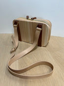 Hinoki Pochette Élue, Handcrafted Wood & Leather Shoulder Bag - Shizuoka City