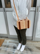 Hinoki Pochette Élue, Handcrafted Wood & Leather Shoulder Bag - Shizuoka City