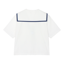 Summer Short Sleeve Sailor Uniform Top White with Navy Line - KANKO GLOBAL
