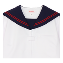 Front Zip Summer Sailor Uniform Top White with Red Lines - KANKO GLOBAL