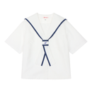 Summer Short Sleeve Sailor Uniform Top White with Navy Line - KANKO GLOBAL
