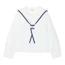 Summer Long Sleeve Sailor Uniform Top White with Navy Line - KANKO GLOBAL