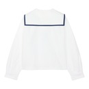 Summer Long Sleeve Sailor Uniform Top White with Navy Line - KANKO GLOBAL