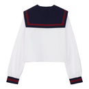 Front Zip Summer Sailor Uniform Top White with Red Lines - KANKO GLOBAL