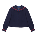 Washable Front Zip Sailor Uniform Top Navy with Red Lines - KANKO GLOBAL