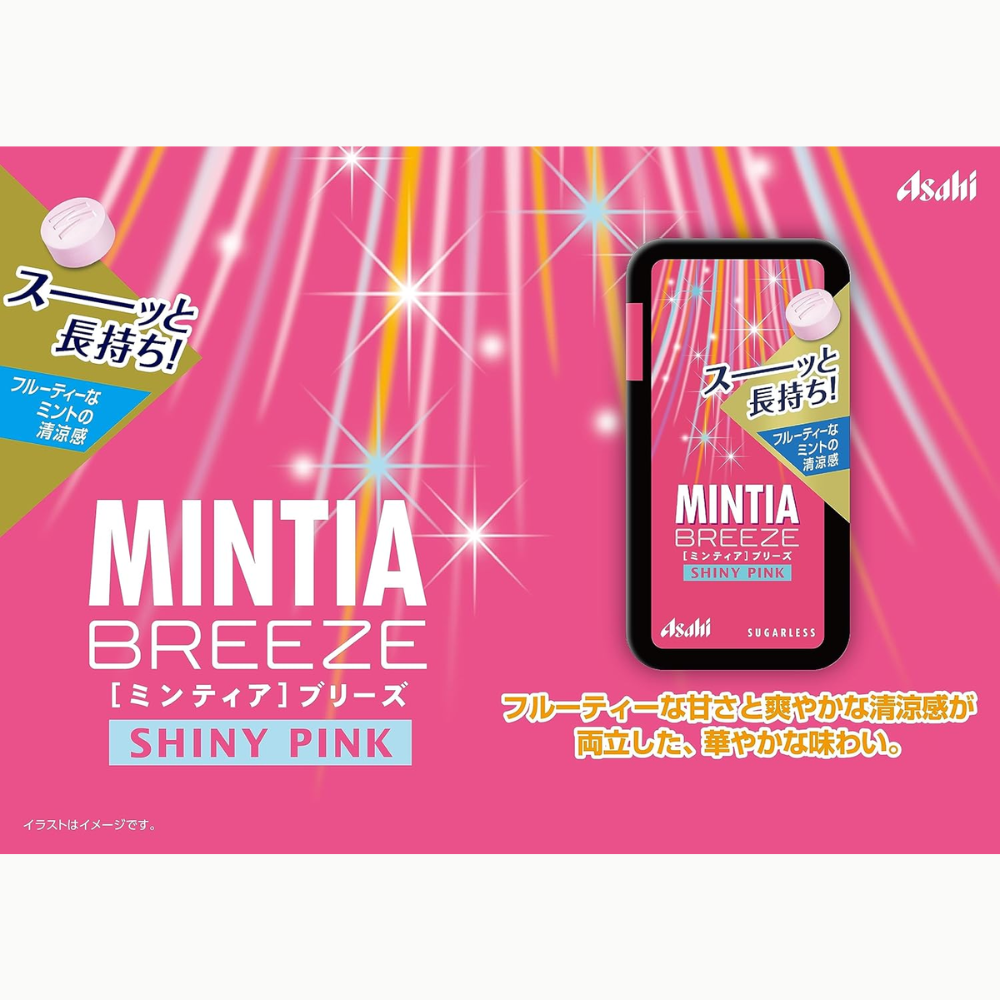 Asahi Mintia Breeze Shiny Pink 30 Tablets x 8 Packs – Fruity Mint Cand