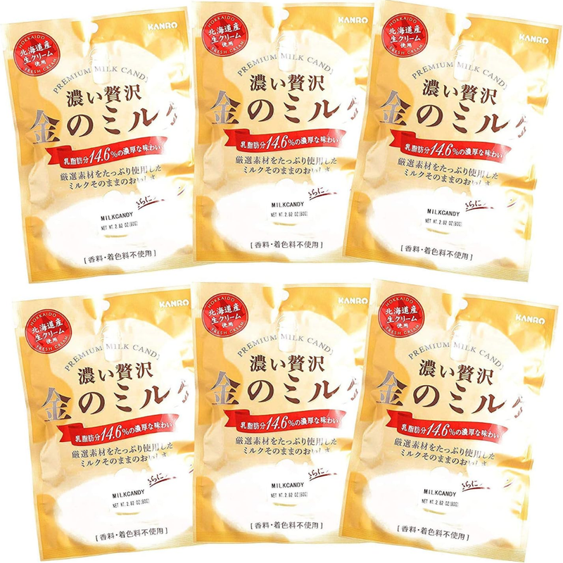 Kanro Golden Milk Candy 6-Bag Set Made in JAPAN - Tokyo Sakura Mall