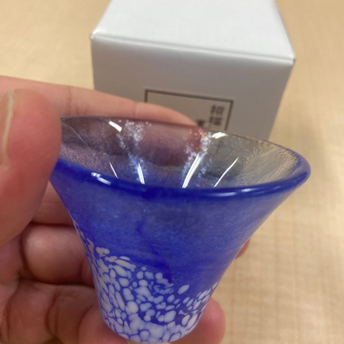 Special Sale! Japanese Sake Glass Fuji Fujisan Blue Symbol Craftsmansh