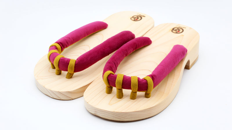 GETALS COLOR Strap Japanese Five-Toe Wooden Sandals with Tono Hinoki - Saganoya