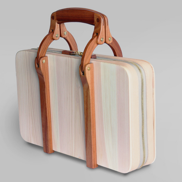Hinoki Attaché Élan - Wood & Leather Handcrafted Bag - Shizuoka City