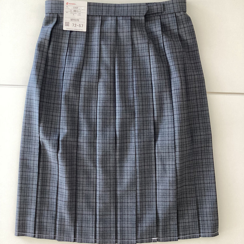 20-Pleat School Skirt Gray & Blue, Japanese Handmade Uniform - KANKO GROBAL