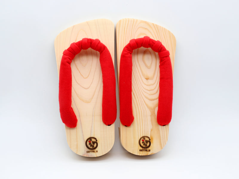 GETALS LINEAR Five-Toe Wooden Sandals, Tono Hinoki Wood - Saganoya