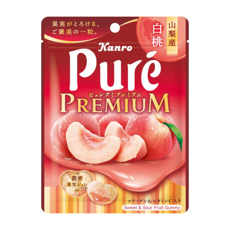 Kanro Pure Gummy Premium White Peach from Yamanashi 54g – Made in JAPA