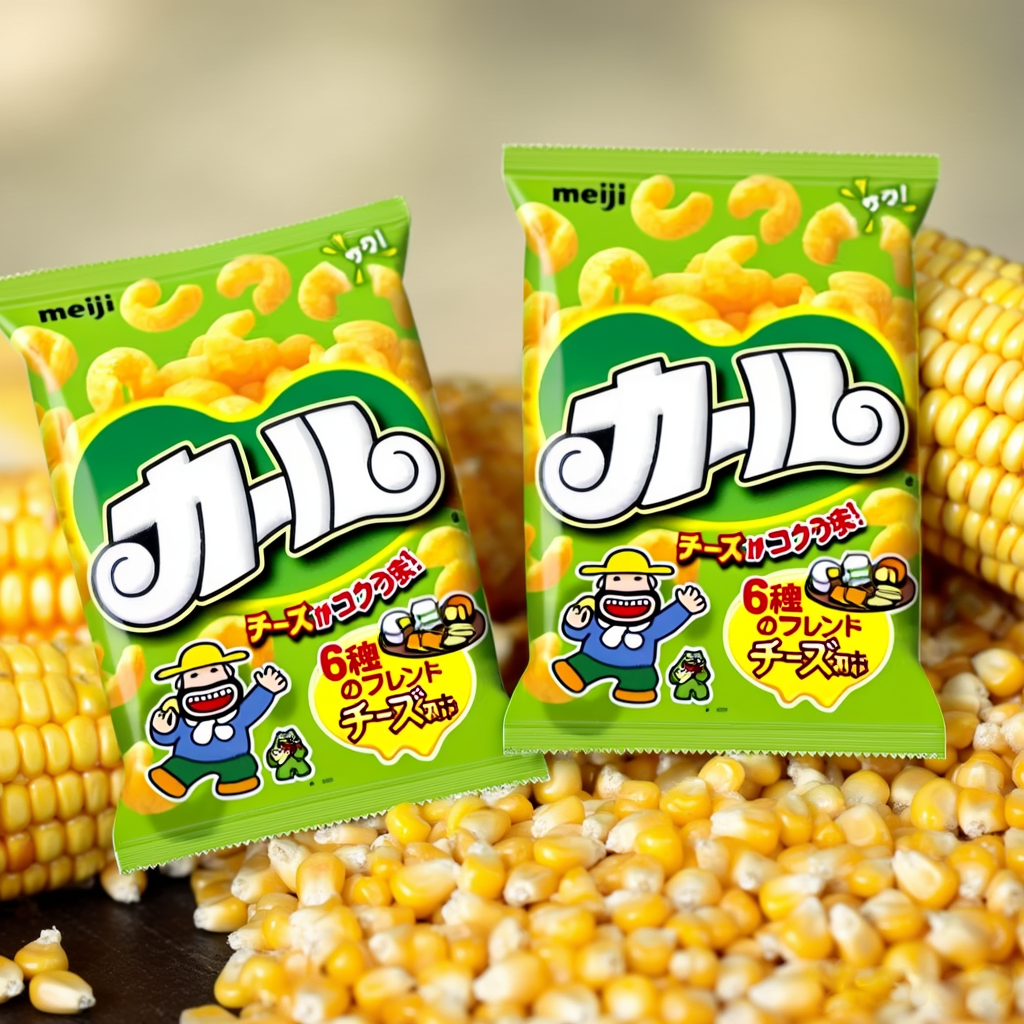 Meiji Curl Cheese Flavor 64g ×2 Bags – Corn Puff Snack – Made in JAPAN