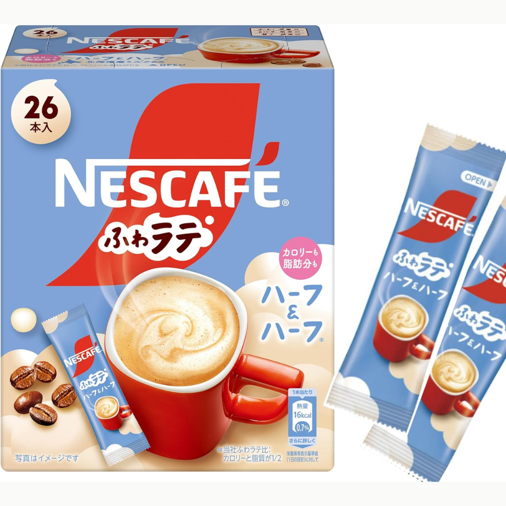Nescafé Fuwarate Half & Half Latte 26 Sticks – Creamy Milk & Coffee Ba