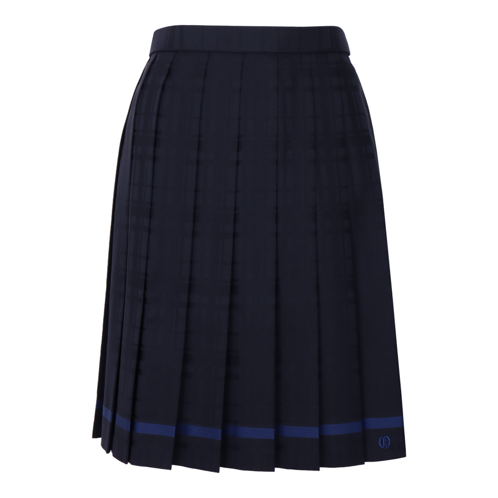 Japanese School Pleated Skirt Navy Check with Blue Line - KANKO GLOBAL