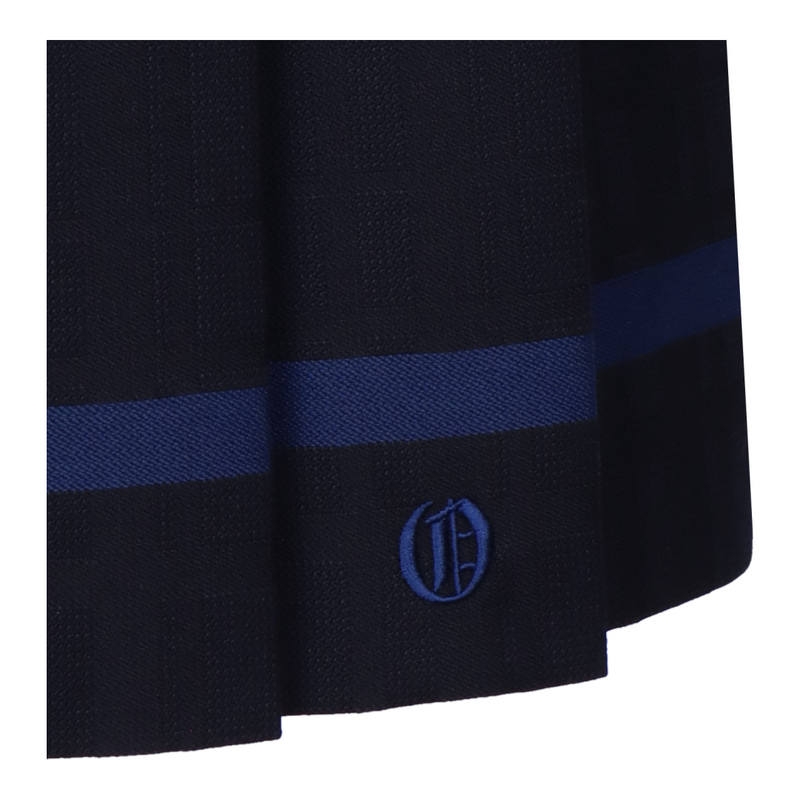 Japanese School Pleated Skirt Navy Check with Blue Line - KANKO GLOBAL