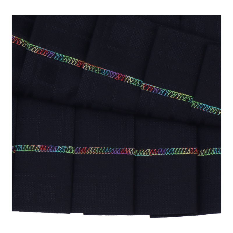 Japanese School Pleated Skirt Navy Check with Blue Line - KANKO GLOBAL