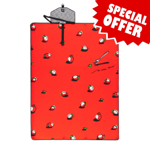 Mood Rug Strawberries “Fork and Strawberry” Sweet Picnic Mat - Spoon&Sugar