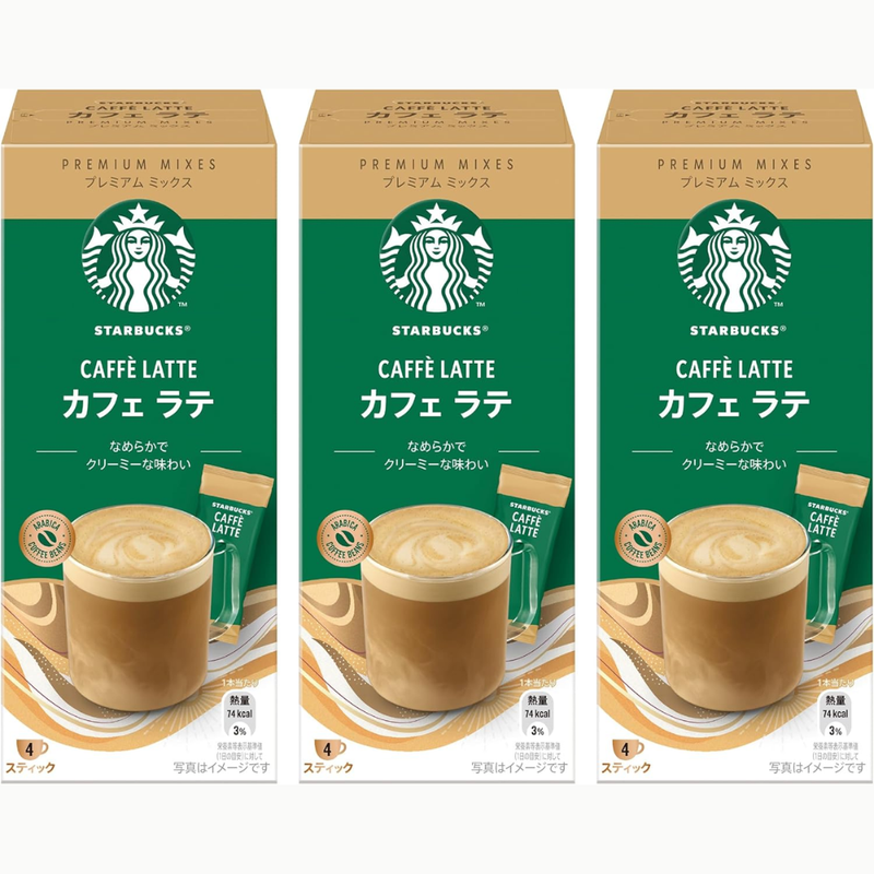 Starbucks Premium Mix Cafe Latte Sticks 4P×3 Boxes – Made in JAPAN - T