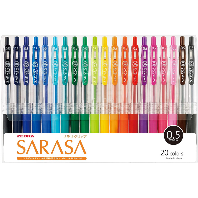 Zebra Sarasa Clip 0.5mm Gel Pens 20 Color Set – Made in JAPAN - Tokyo