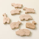 Handcrafted Wooden Animal Puzzle Toy Natural Wood 30cm - Suzuki Kobo